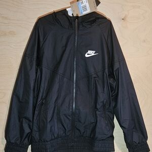 Nike Kids Black Hooded Raincoat Windbreaker Jacket